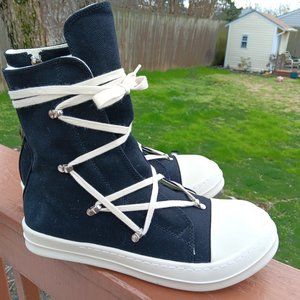 RICK OWENS DRKSHDW  HEXA BLACK CANVAS HIGH TOP SNEAKER SHOES
